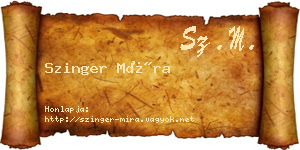Szinger Míra névjegykártya